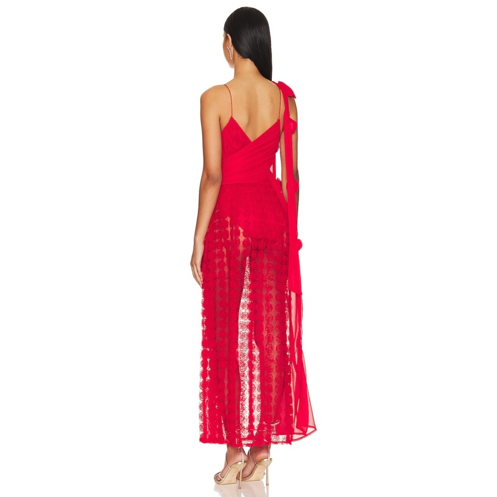 NEW For Love & Lemons Hannah Maxi Dress Red Small - Picture 5 of 17